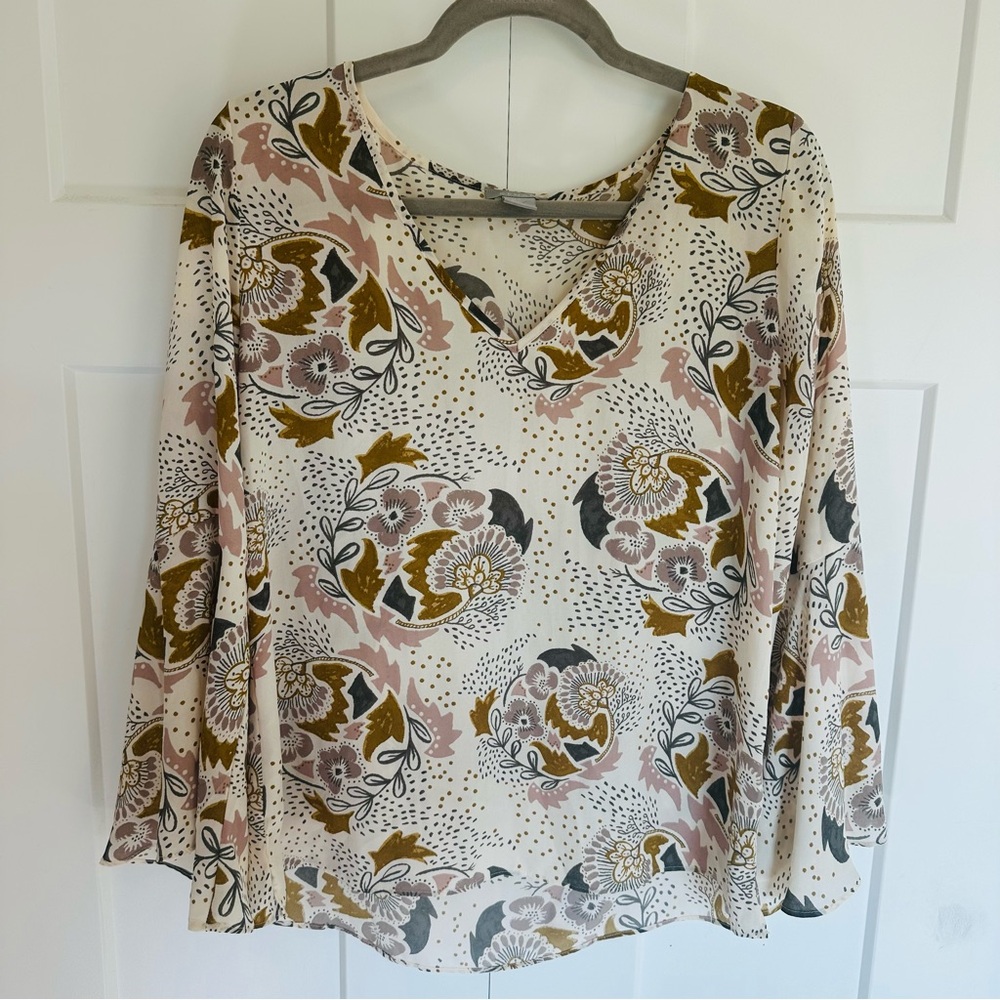 Kenar Cream and Pink Floral Blouse